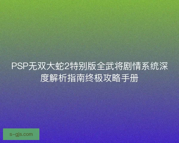PSP无双大蛇2特别版全武将剧情系统深度解析指南终极攻略手册